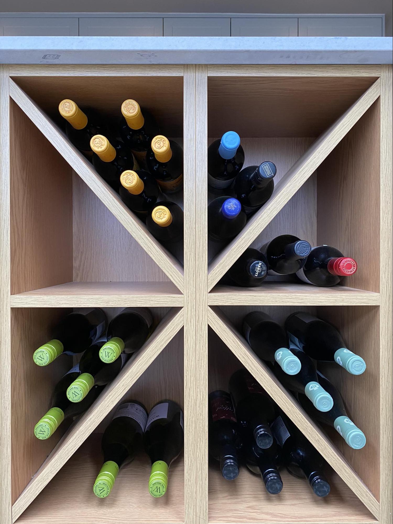 Kitchen with blue and white cabinets